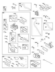 Carburetor And Fuel Supply Group Diagram and Parts List for 543477-3314-J1 400000 - 699999 Briggs and Stratton Engine
